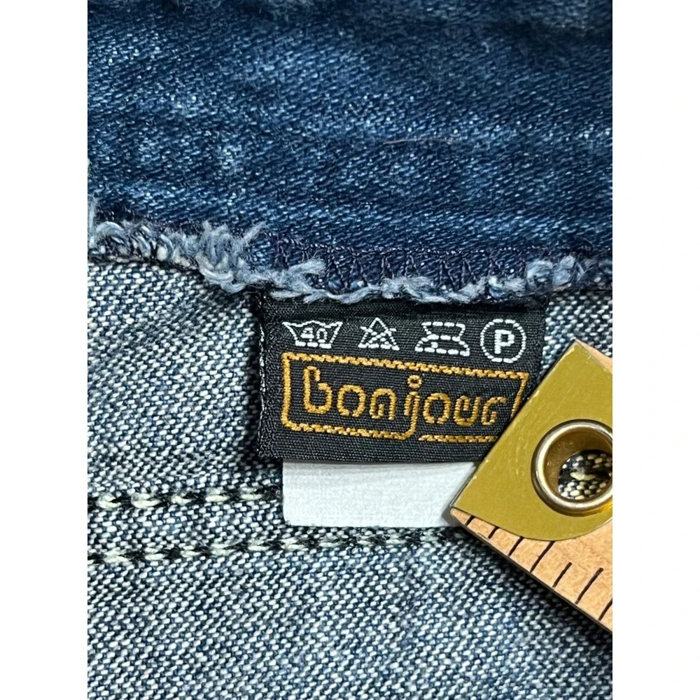VTG 70s High Waisted Straight Leg Denim Jeans Dark Wash Contrast Stitch 32x33 - Picture 9 of 12